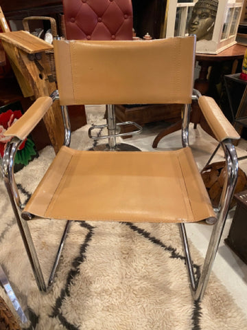 pair of MCM chrome and leather cantilever chairs