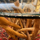 twig base glass topped table