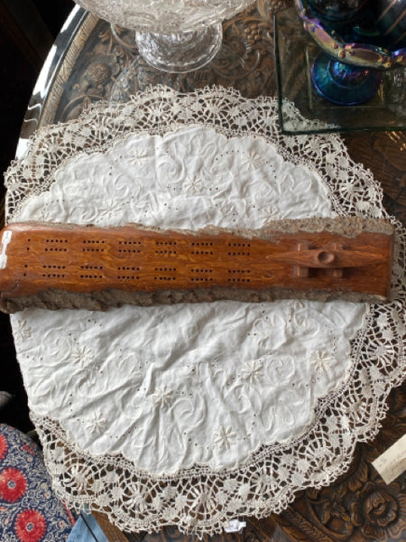 Hand Carved Cribbage Board with Kayak