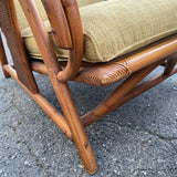 Mid century rattan and bamboo lounge chair and ottoman