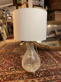 pair of clear crackle glass lamps with shades