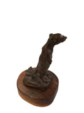 Bronze weasel sculpture on wood base signed Lowell Davis