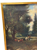 Oil painting with cows signed F. Earl