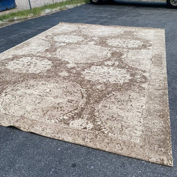 Pottery Barn Kaleen Wool Knotted Rug, Brown Cream Geomtric Melange 10' x 14'