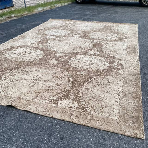 Pottery Barn Kaleen Wool Knotted Rug, Brown Cream Geomtric Melange 10' x 14'