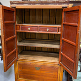 2 door wood armoire with bone inlay