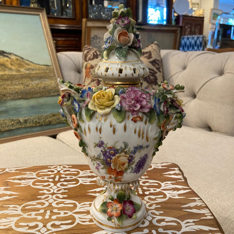 Sitzendorf floral urn as is