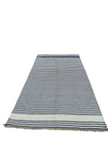 Woven Blue and White Striped Rug