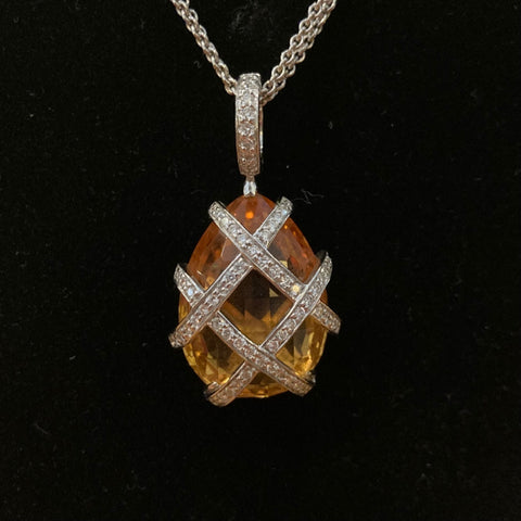 citrine diamond necklace 18k