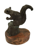 Bronze Squirrel sculpture on wood base signed Lowell Davis