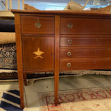 Intricate Inlaid Sideboard with Six Drawers and Two Cabinets