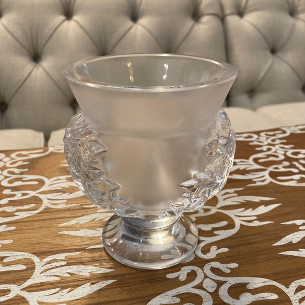 Lalique crystal leaf motif vase