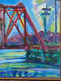Painting Untitled Trestle Bridge in Brown Frame by Richard Fraenkel