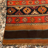 Striped Kilim Rug in Orange, Red Brown Threads 2'10" x 4'3"