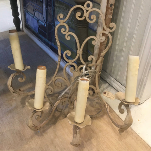 Pair of Neoclassical Wrought Iron Sconces