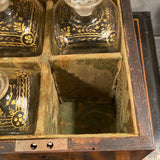 Banded Inlaid Tantalus Box with 4 Glass Decanters