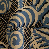 single Navy Blue, Cornflower Blue, Beige, & White Shell Motif Curtains