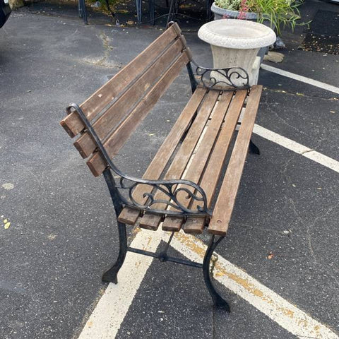 Wrought Iron and Wood Outdoor Park Style Bench