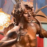 Patinated Spelter Figural lamp on Stand of Auguste Moreau's L'Improvisateur