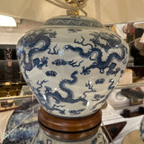 Ralph Lauren blue and white dragon lamp