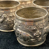 Sterling Silver Napkin Holder Rings with Elephant Relief, set of 8