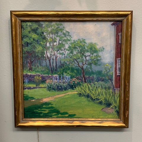 Oil on Canvas Garden Landscape by C.L.Nichols