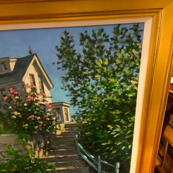 oil painting house with stairs Re Antiques