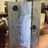 Hand-painted 3 Panel Folding Screen