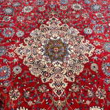 Large Wool Rug - Red & Beige Tones with Centered Medallion, Sold As Is