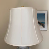 White Porcelain Painted Lamp with Silk Shade
