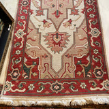 red and green runner hand knotted