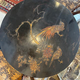 Chinese lacquered bird motif round side table