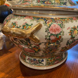 Rose Medallion Covered Tureen with Gold Handles