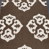 Brown and White Medallion Pattern Wool Runner 2'7" x 7'
