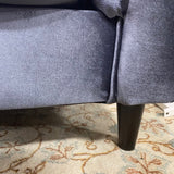 Blue gray velvet tuffed couch