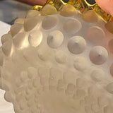 frosted hobnail glass with yellow