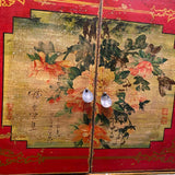 Asian hand painted black red and gold console/ sideboard