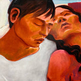 man & woman painting signed Sandra Bierman no frame