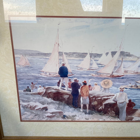 Large Sailboats of the Shore, Signed Grant