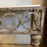 painted metal console with marble top