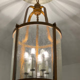 Bronze Style Hanging Pendant Lantern, Water Glass Panes with 6 Lights
