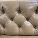 taupe leather tufted back banquet bench
