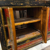 Asian hand painted black red and gold console/ sideboard