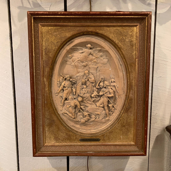 Carved Marble Plaque of Religious Scene