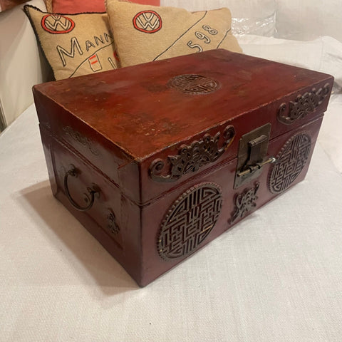 red Chinese lacquer box