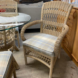 White Wicker Dining Set with Glass Top Table & Six Chairs