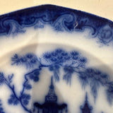 flo blue small plate withpagoda on it