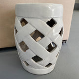 OUTDOOR indoor white ceramic lattice garden seat stool