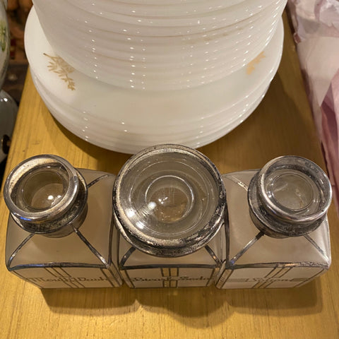 set of three art deco apothecary jars
