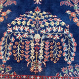 Navy Floral Garland Persian Rug with Pink Border 8'8" x 11'10"